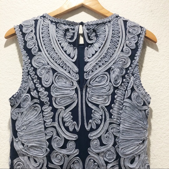 NWOT JS Collections Soutache Midi Dress Navy Sky - Picture 5 of 14
